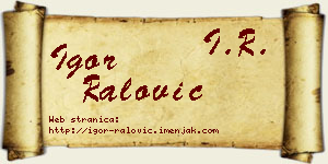 Igor Ralović vizit kartica